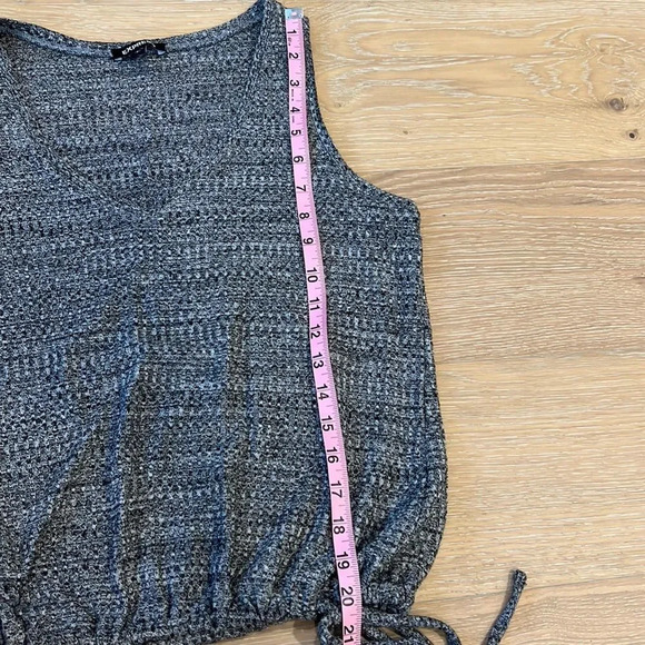 Express Gray Knit Tank Top Deep V Tie Waist Casual Top Sweater Shirt Size Small - Picture 7 of 7